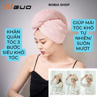 Khăn lau tóc nhanh khô, Khăn quấn tóc SIÊU DÀY, Mẫu Mới 2024 siêu thấm hút Microfiber cao cấp, mềm mịn
