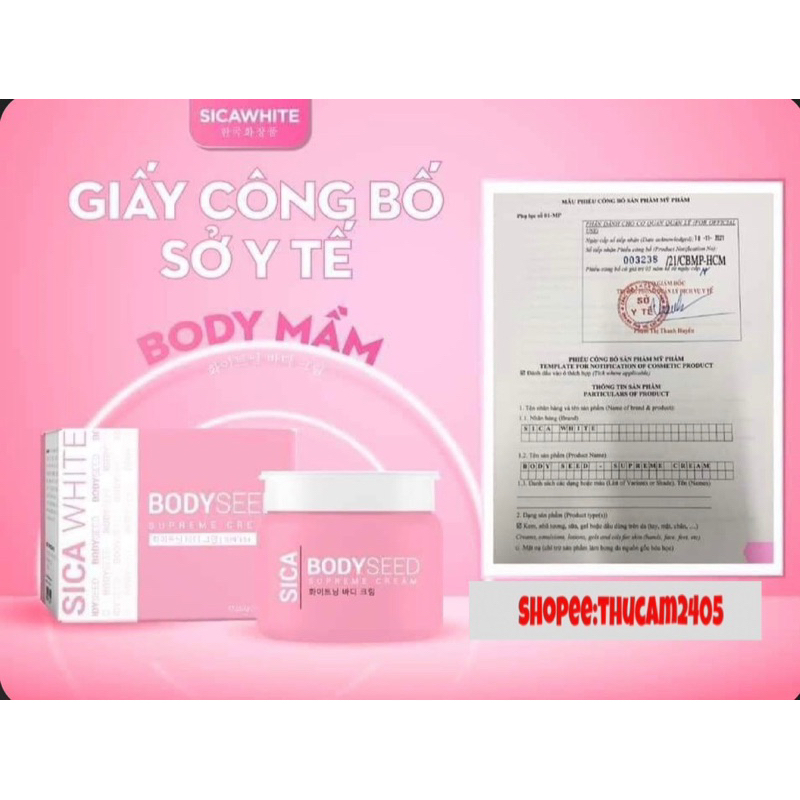 COMBO KEM BODY SICA WHITE SEED BODY MẦM - BODY CỐT BHA Dưỡng Trắng Da BODY ,CHỐNG NẮNG ,.