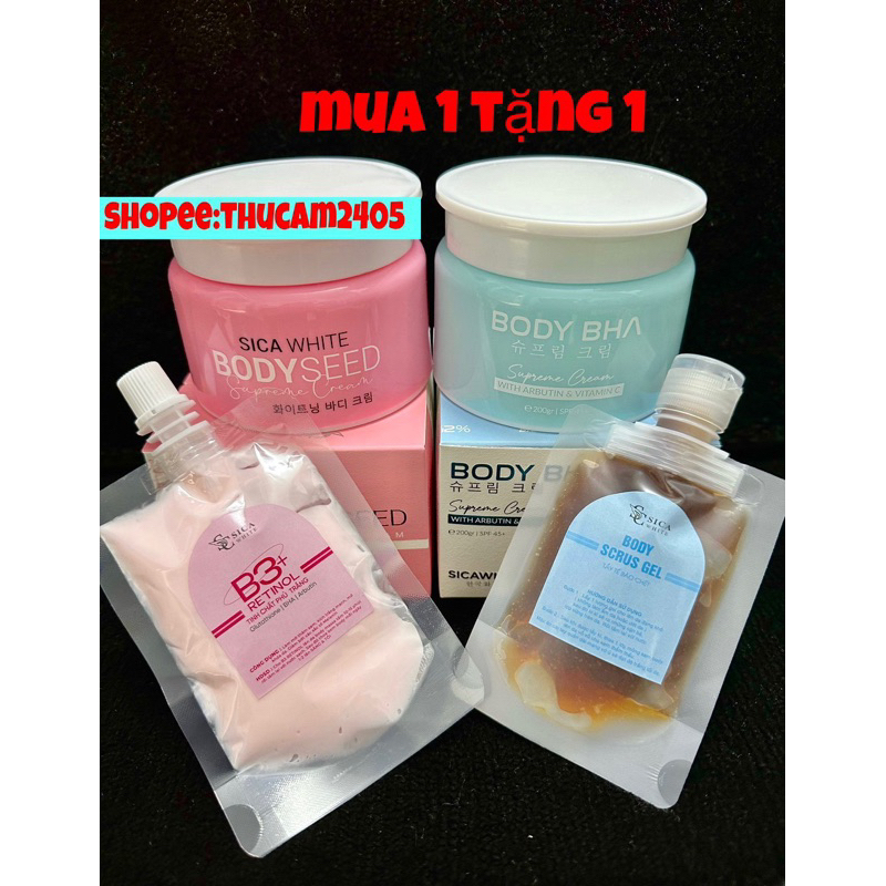 COMBO KEM BODY SICA WHITE SEED BODY MẦM - BODY CỐT BHA Dưỡng Trắng Da BODY ,CHỐNG NẮNG ,.