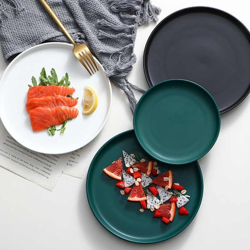 Đĩa Sứ, Dĩa Sứ Tròn Ceramic Nhiều Màu Phong Cách Bắc Âu Sang Trọng Cho Các Món Ăn Chính, Bánh Hoặc Trang Trí Bàn Ăn 20cm