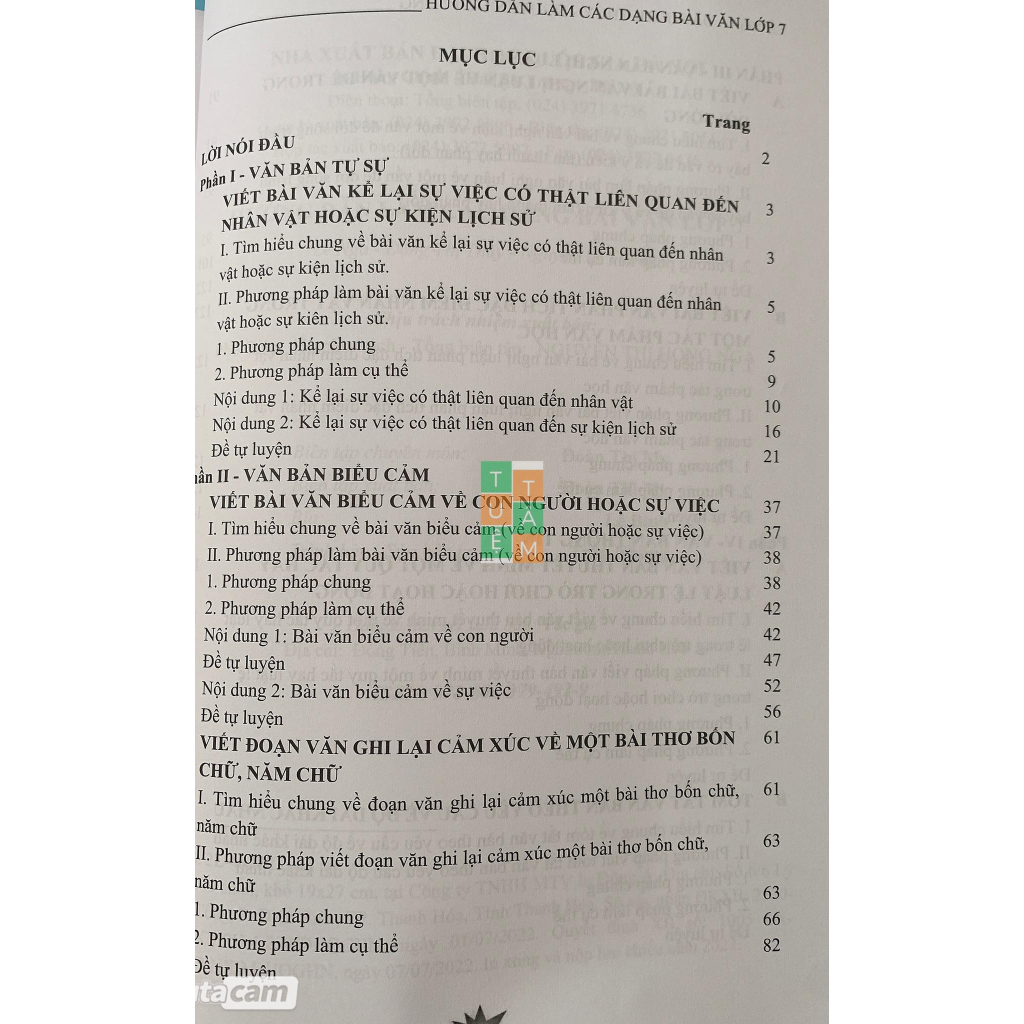 Sách - Hướng dẫn làm các dạng bài văn lớp 7