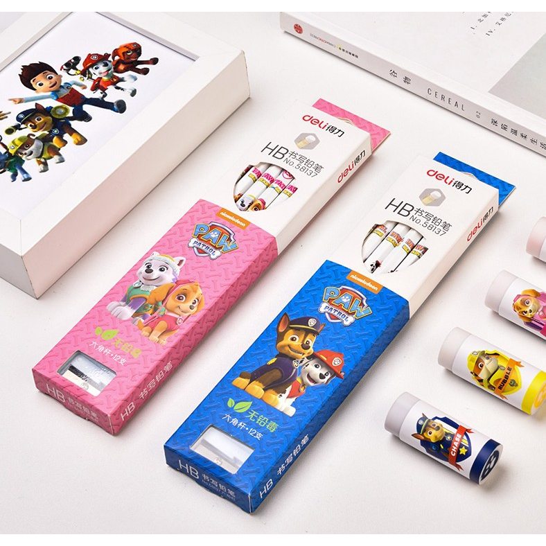 Bút chì lục giác/tam giác HB Deli - Lẻ 2 chiếc dành cho học sinh họa tiết chó cứu hộ dễ thương
