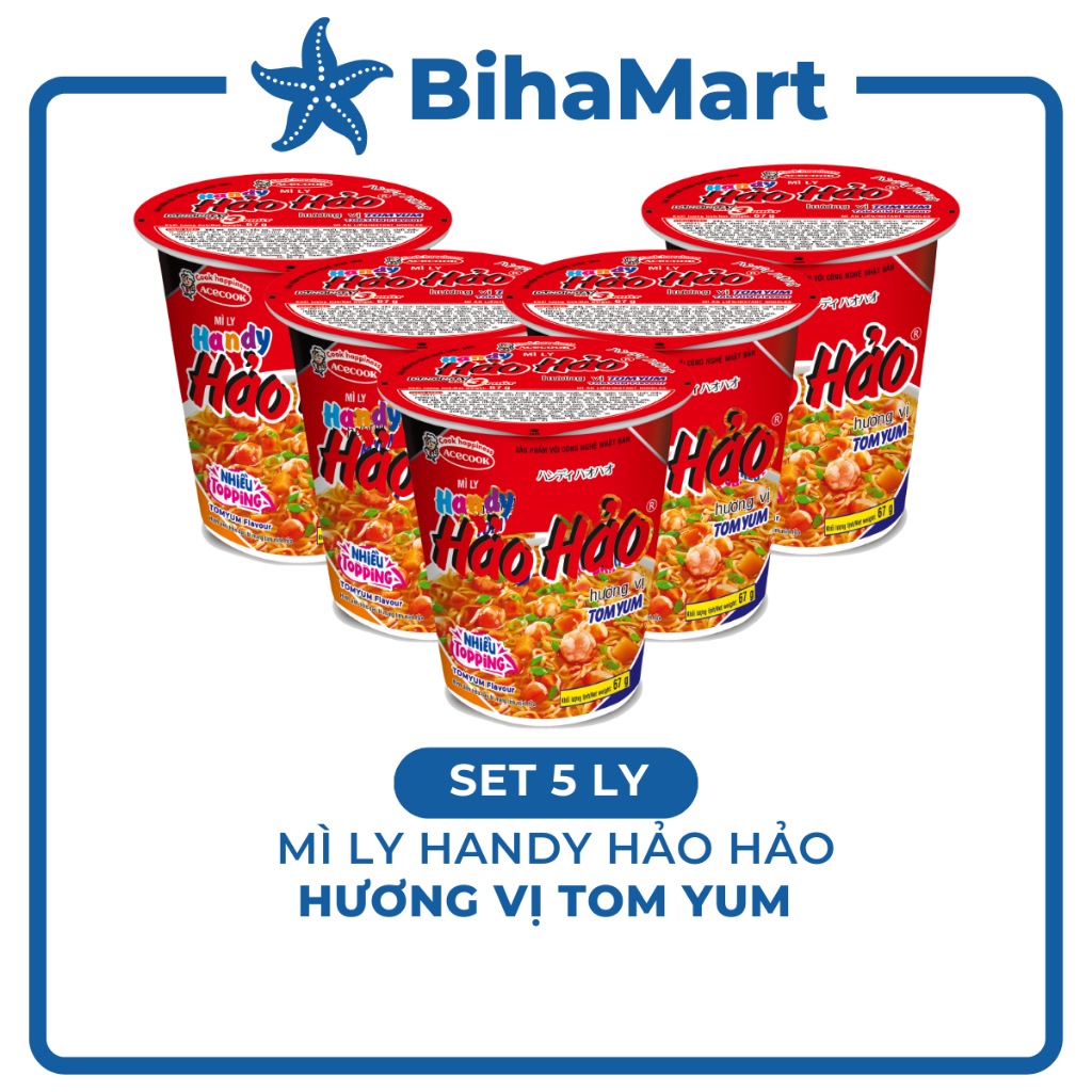 [SET 5 LY] - ACECOOK - Mì ly Handy Hảo Hảo Tomyum - Mì Handy Hảo Hảo Tom yum (67g/ly) - Mì Handy Hảo Hảo ly Tomyum