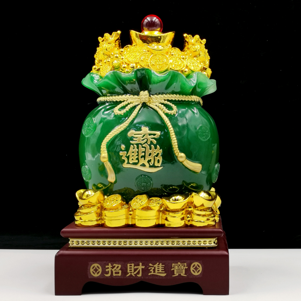 Túi Tiền Vàng Kim Bảo Tài lộc Phong Thủy Size Size 13.5x13.5x23Cm cm Quà Tặng Tân Gia Khai Trương Bàn Thờ Thần Tài Thổ Đ