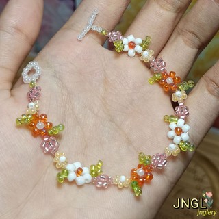 Vòng Tay Hạt Cườm Hình Hoa Màu Cam TK3197