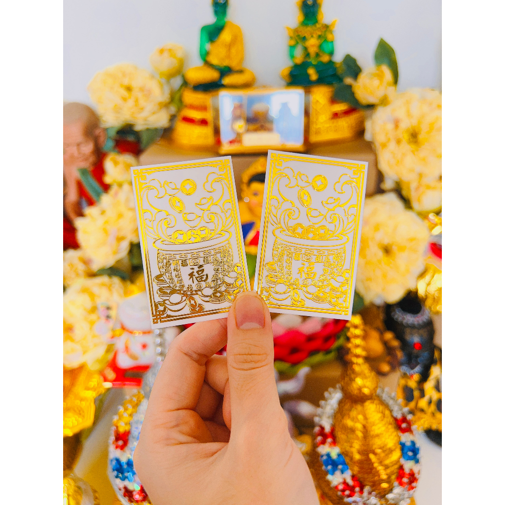 Linh phù thần kim quy dán - bát bảo tụ tài- cây kim $ dán điện thoại