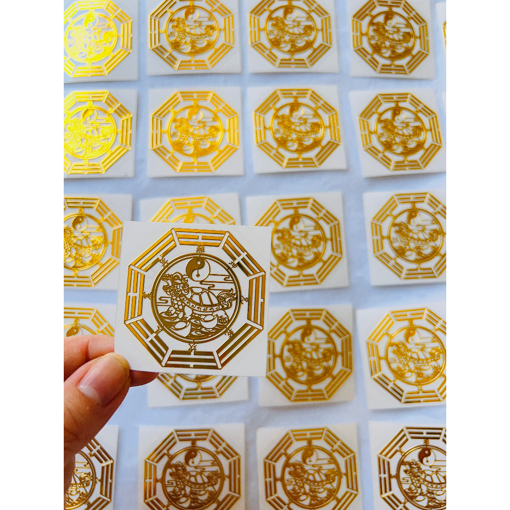 Linh phù thần kim quy dán - bát bảo tụ tài- cây kim $ dán điện thoại