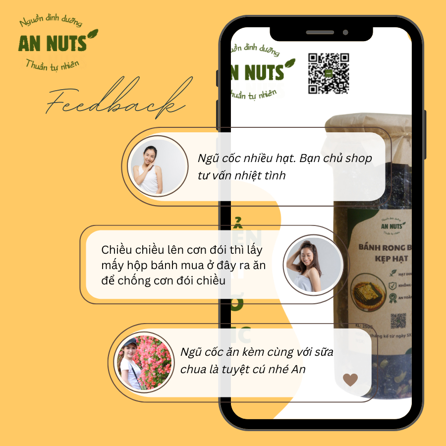 Ngũ cốc dinh dưỡng siêu hạt Granola 80% hạt Premium  An Nuts, 500G