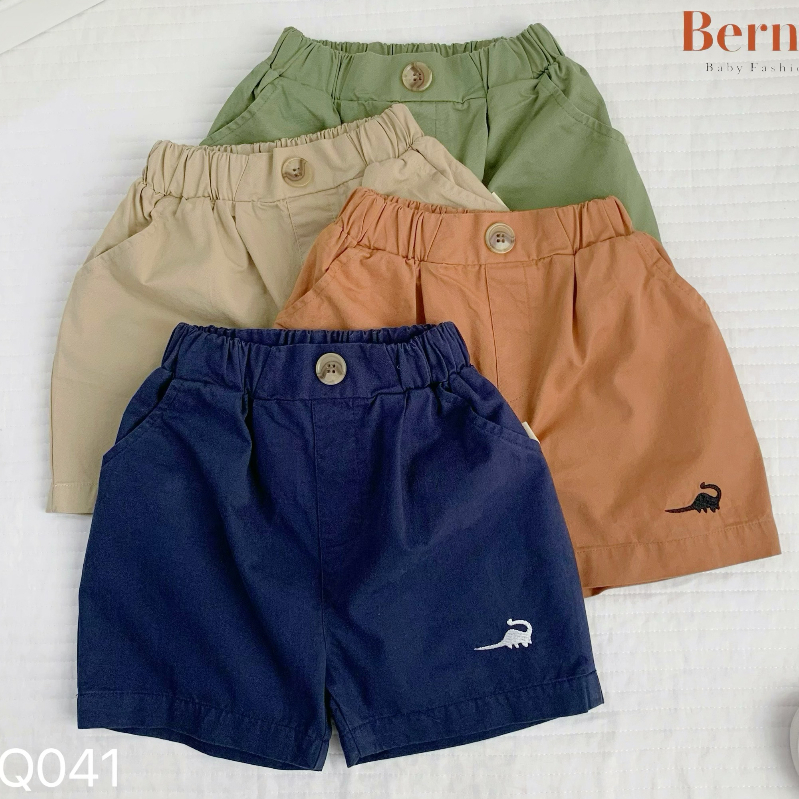 Quần short kaki Bigbaby họa tiết khủng long, lưng thun co giản cho bé 8-21KG