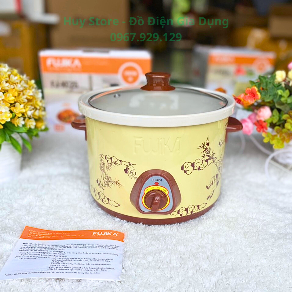 Nồi kho cá thịt đa năng FUJIKA FJ-K25 , Nồi điện nấu cháo hầm canh ruột sứ nhỏ gọn tiết kiệm an toàn Huy Store