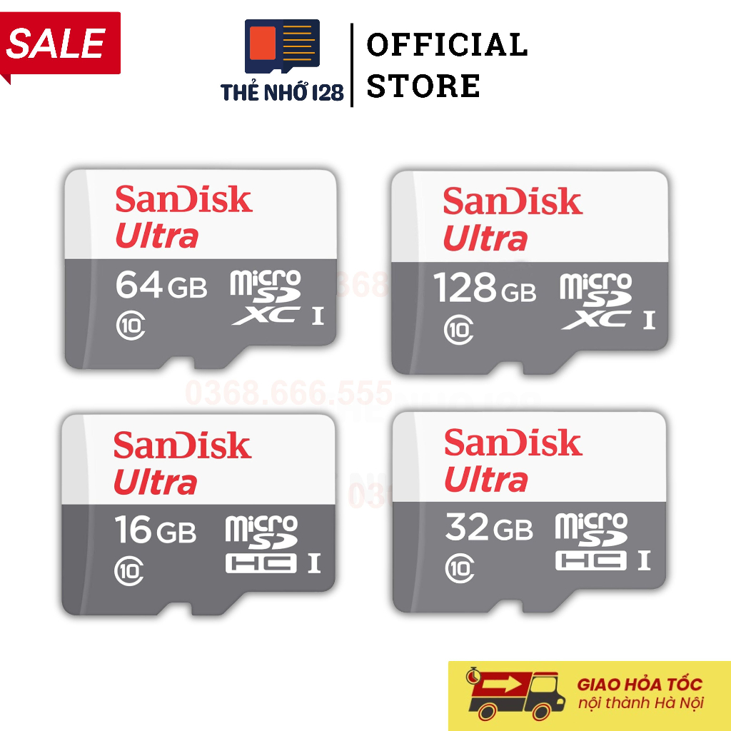 Thẻ nhớ sandisk 128GB /64GB /32Gb/16GB/8GB dùng đa thiết bị - Thẻ nhớ tốc độ cao Class 10 Ultra 667x 100MB/s -BH 5 năm
