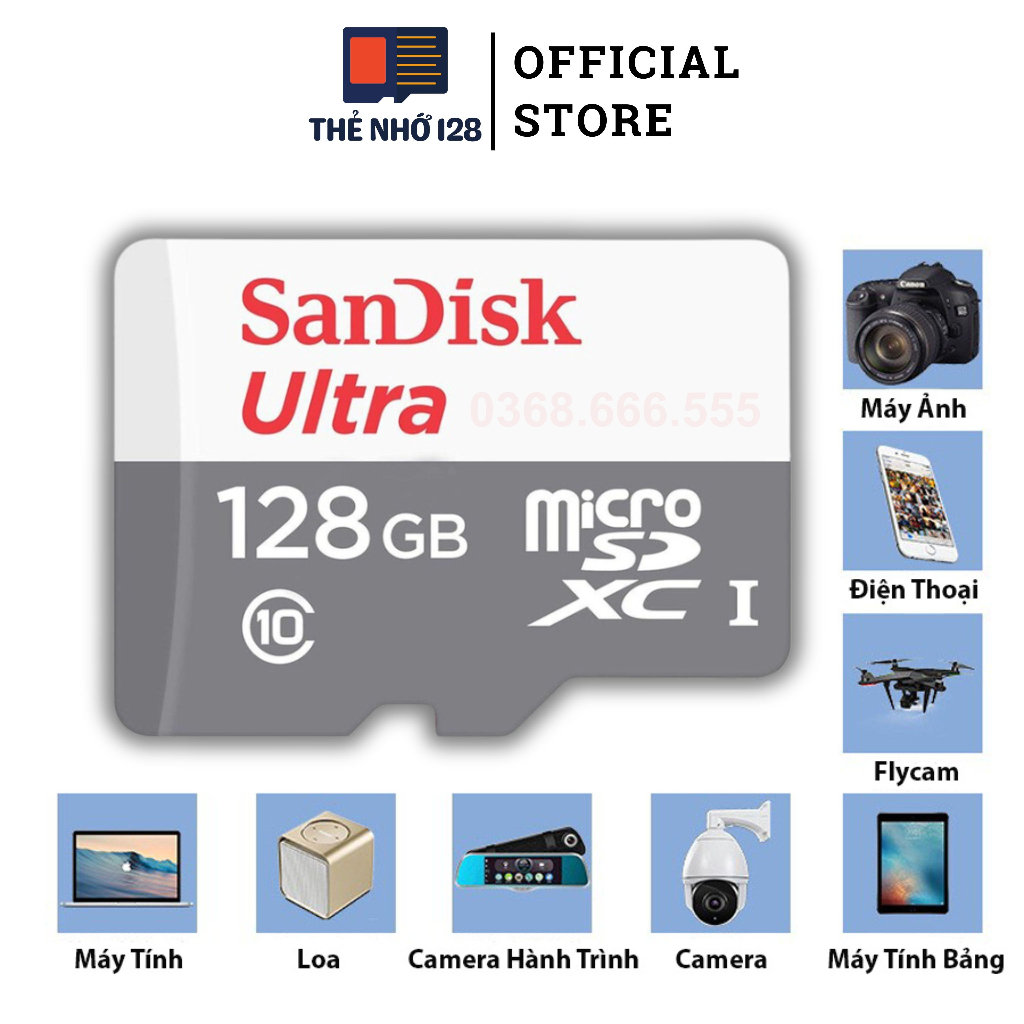 Thẻ nhớ sandisk 128GB /64GB /32Gb/16GB/8GB dùng đa thiết bị - Thẻ nhớ tốc độ cao Class 10 Ultra 667x 100MB/s -BH 5 năm