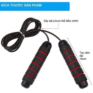 Dây nhảy tập thể dục cá nhân lõi thép bọc nhựa dẻo, tay cầm bằng nhựa bọc mút xốp chống trơn GIÁ HỦY DIỆT