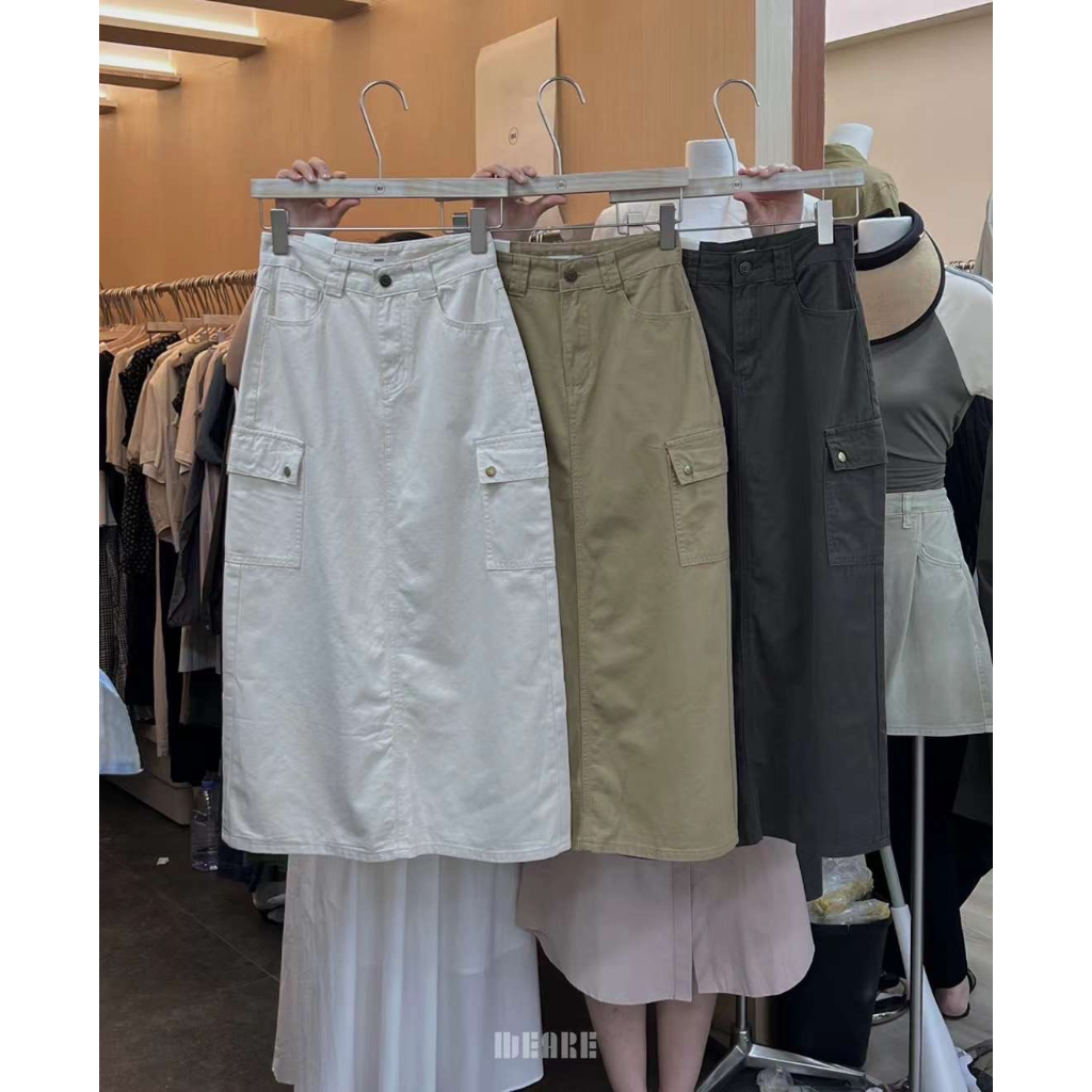 Chân váy KHAKI túi hộp 2 bên 1387 WE ARE