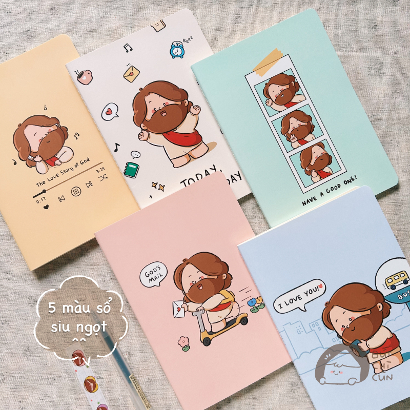Bộ sổ tay CHIBI CHÚA GIÊSU - BÚT CHÌ CÙN - quà tặng Công Giáo - thiết kế độc quyền