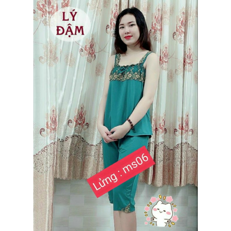 Đồ bộ lửng thun lạnh kiểu bản ren ngang ngực | BigBuy360 - bigbuy360.vn