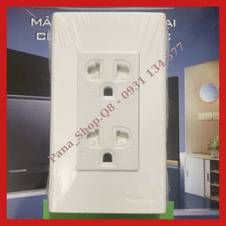 Mặt nạ 3 lỗ wev68030sw và hạt ổ cắm đôi 3 chấu có màng che wev1582sw - panasonic