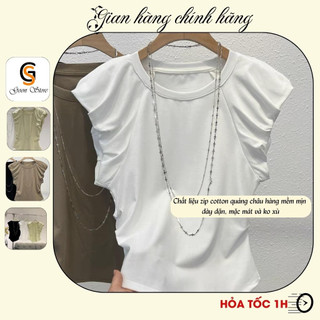 Áo thun nữ - áo côc tay nữ - áo thun hàng quảng châu thiết kế tay bồng và nhún eo trẻ trung và cá tính