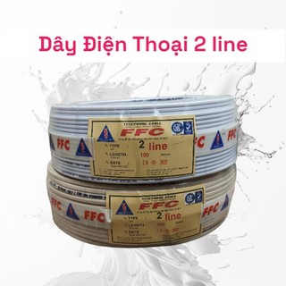 Dây điện thoại bàn loại 2 dây line loại tròn - dẹp hiệu ffc cuộn dài 100m