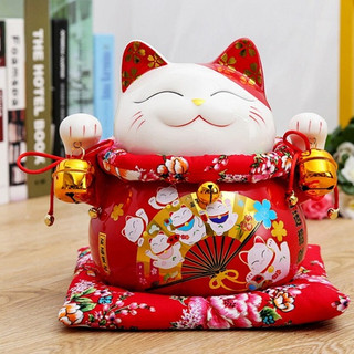 Mèo Thần Tài Maneki Neko Gốm Sứ Decor Phong Thủy Quà Khai Trương Có Lỗ Tiết Kiệm Thu Hút Tài Lộc