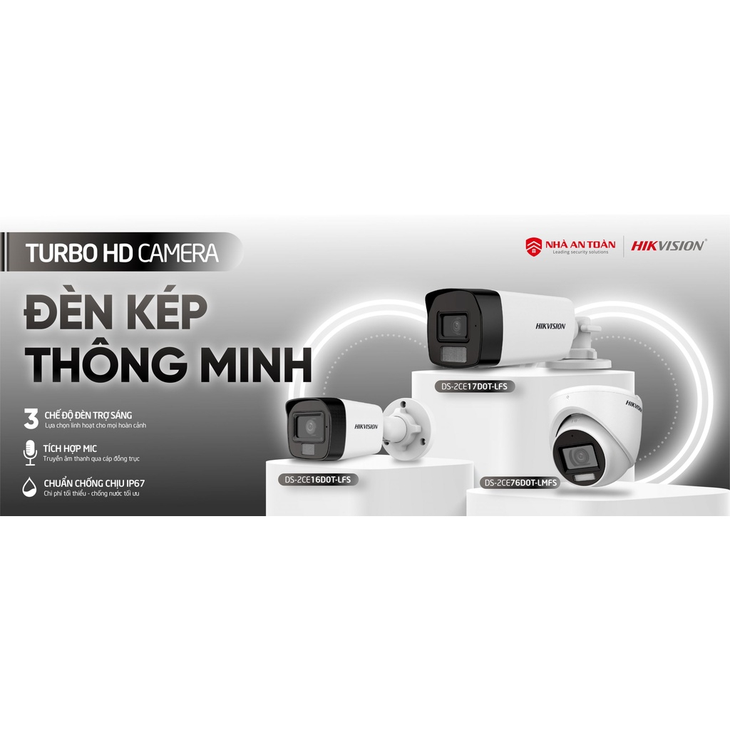 Trọn bộ 4 camera quan sát có mic thu âm + màu đêm HIKVISION 2.0M Full HD 1080p + HDD 500G hàng chính hãng