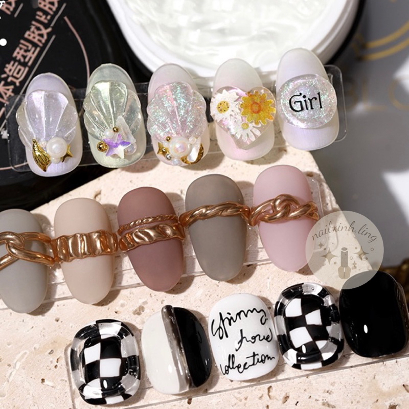 Gel Khô Định Hình Nail , Gel Nặn Charm, Gel Đa Năng Dán Móng Úp Tạo Kiểu Làm Charm 3D