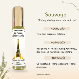 [NHIỀU MÙI] Nước Hoa Nam, Tinh Dầu Nước Hoa Pháp Aroma 12ml Dạng Lăn Tiết Kiệm