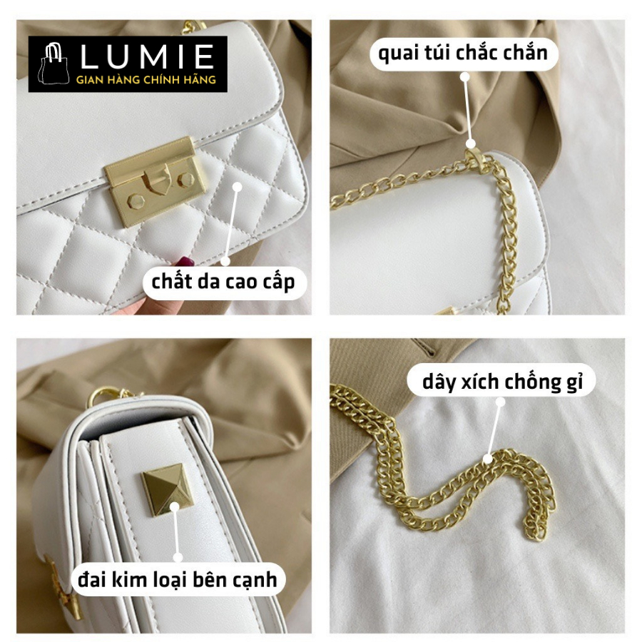 Túi xách nữ dây xích đeo chéo, đeo vai, túi cnk đi chơi, đi học Lumie, thời trang cao cấp size 18cm LB258