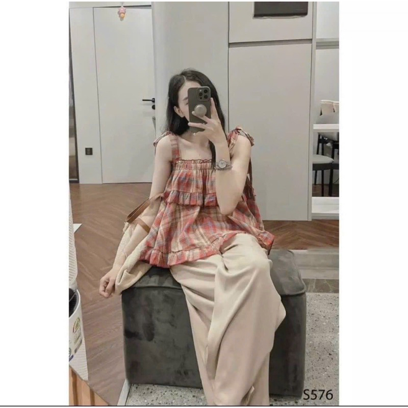 Áo Dây Cột Nơ Vai Babidoll Bèo Viền Chất Đũi