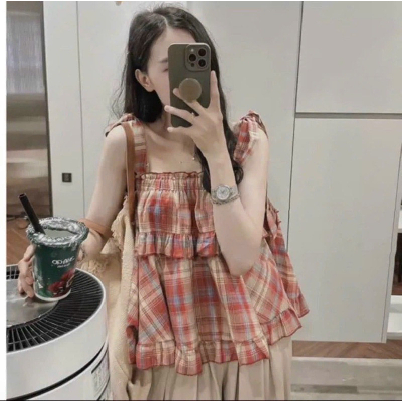 Áo Dây Cột Nơ Vai Babidoll Bèo Viền Chất Đũi