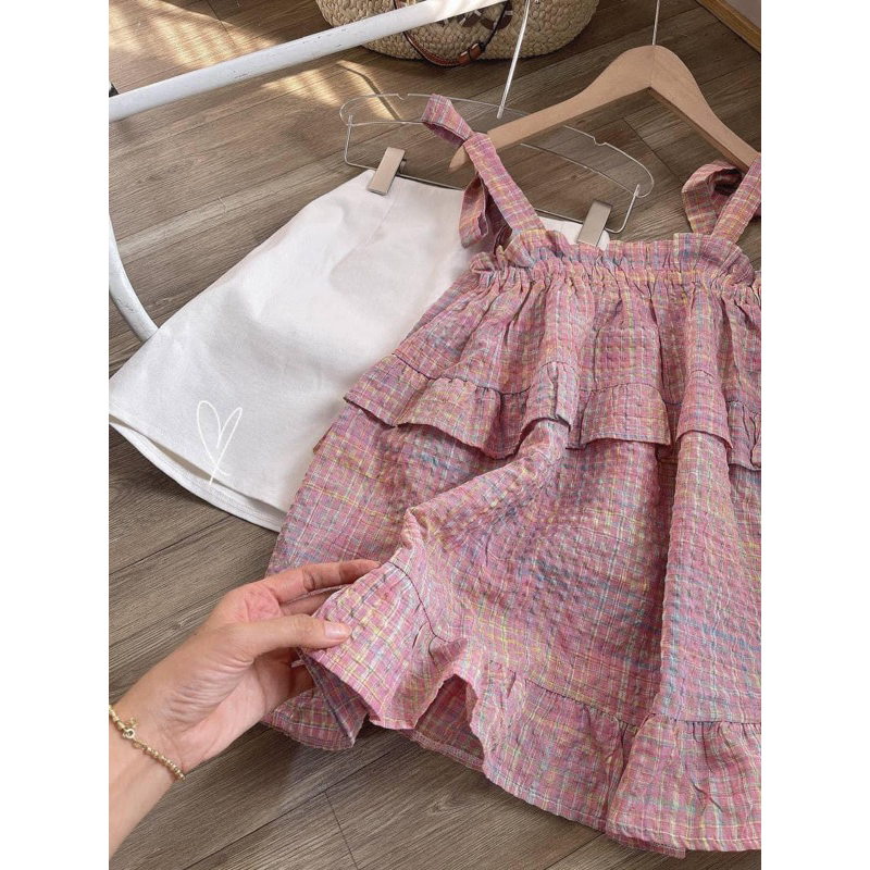 Áo Dây Cột Nơ Vai Babidoll Bèo Viền Chất Đũi