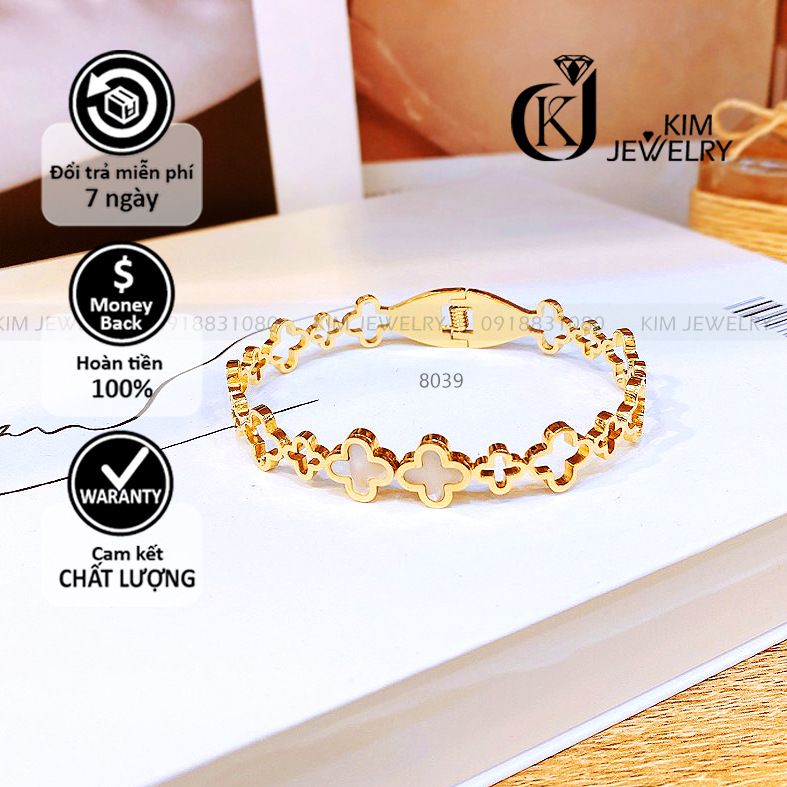 Vòng Tay EO VY Phối Xà Cừ Chất Liệu Titan Bền Đẹp Màu Vàng Xinh Hết Nấc Không Phai Màu Đơn Giản Cá Tính Cho Nữ