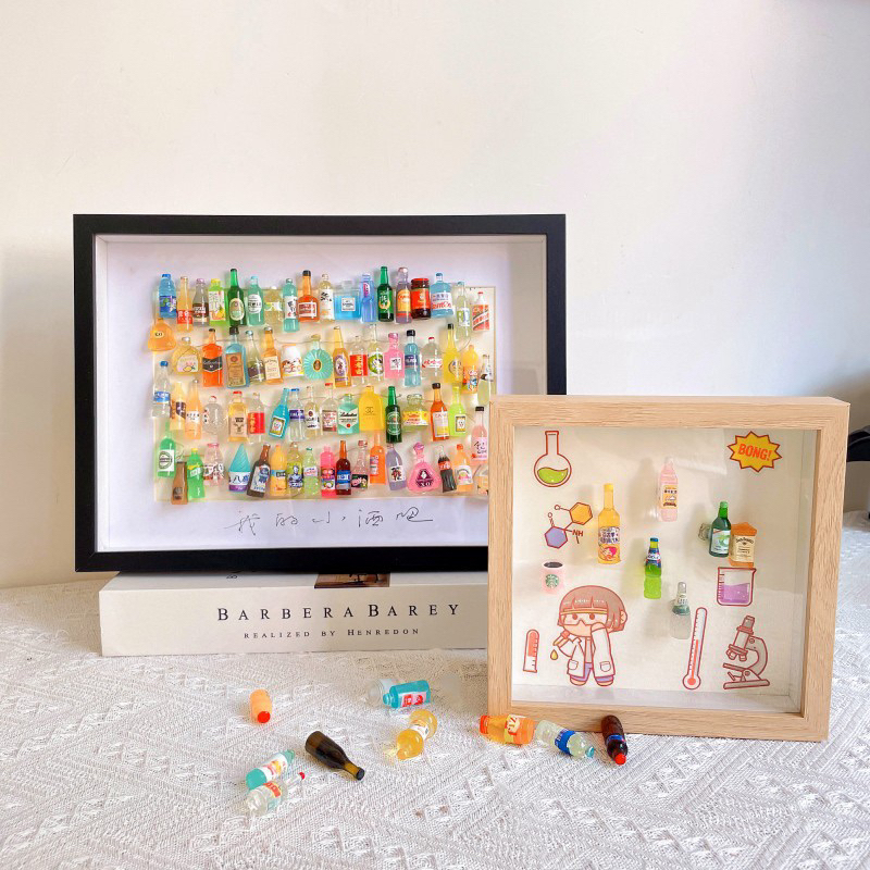 Combo 50 charm chai nước, đồ ăn mini làm đồ handmade, DIY, đồ chơi búp bê
