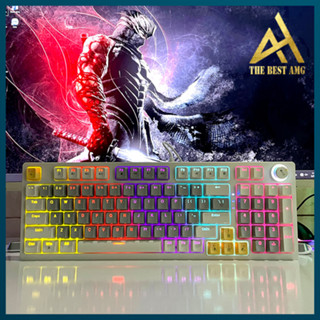  Bàn Phím Cơ Gaming Máy Tính Có Dây Led RGB T-Wolf T50 Màu Trắng Có Nút Chỉnh Âm Lượng 97 Keycap Xuyên Led 