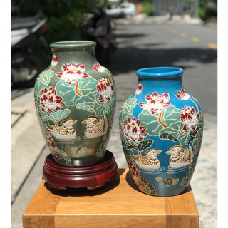 Bình hoa uyên ương gốm sứ nam bộ tdm decor trang trí cắm hoa
