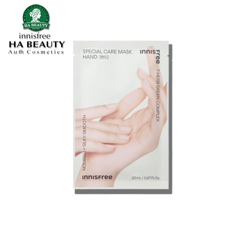 Mặt nạ tay giúp chăm sóc đặc biệt giúp da tay được Mềm mại mịn màng Tăng đàn hồi innisfree SPECIAL CARE MASK HAND 20mL