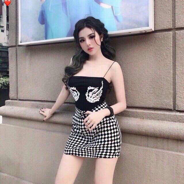 áo 2 dây bún kiểu in 2 bàn tay xương