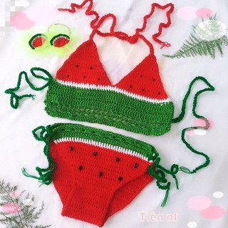 Bikini len trái dưa hấu cho bé, đồ bơi cho bé, đồ đi biển cho bé