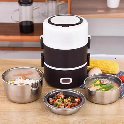 Hộp Đựng Cơm Hâm Nóng Cắm Điện 3 Tầng - Cặp Lồng Cơm Văn Phòng Giữ Nhiệt, Hâm Nóng Nhanh Thức Ăn Lõi Inox Cao Cấp A31
