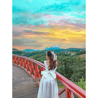 g13- Đầm xoè trắng tapta nơ lưng