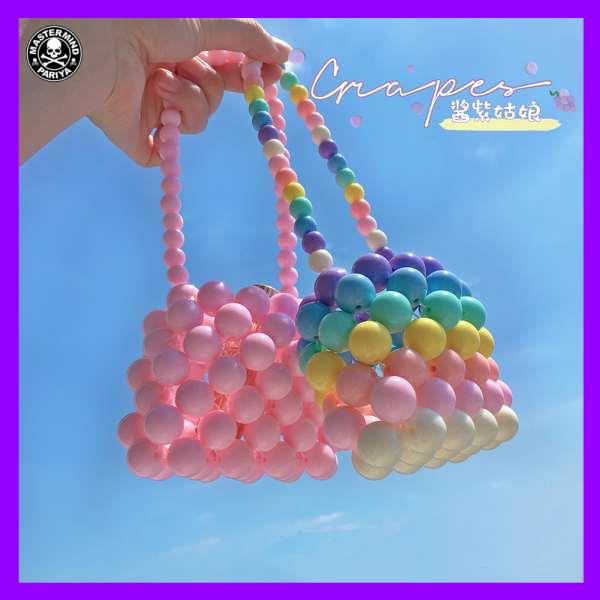 Túi xách đeo chéo đính kết hạt màu hồng nữ tính,túi mini