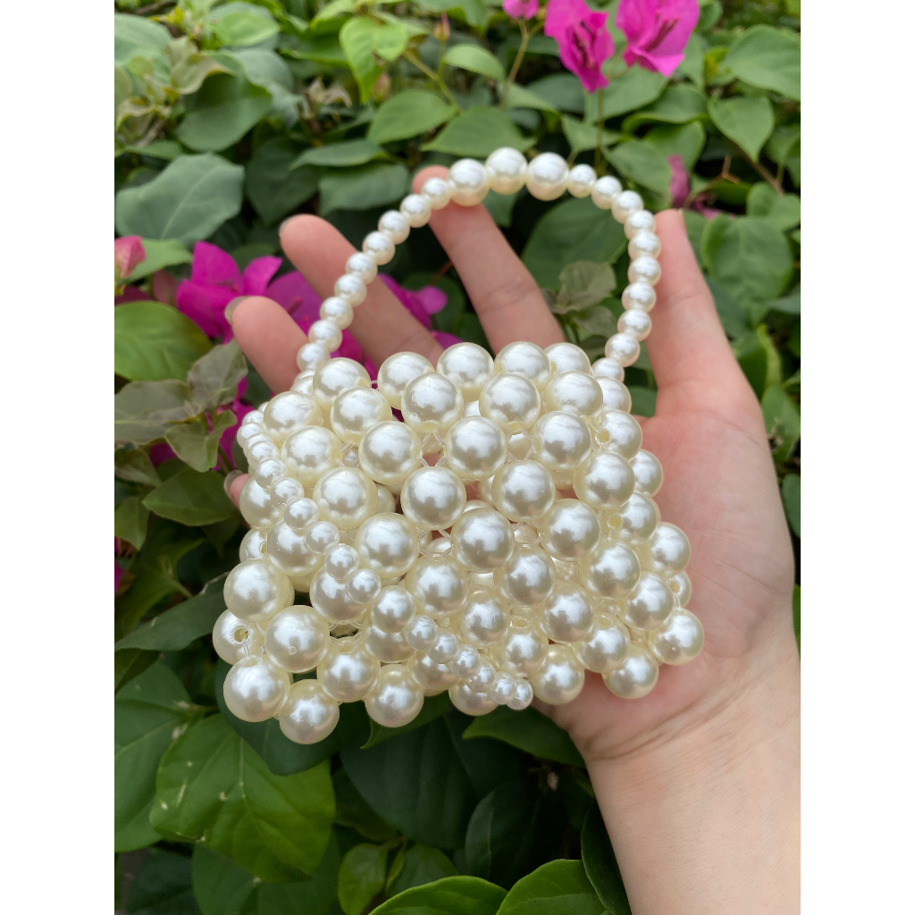 Túi xách đeo chéo đính kết hạt màu hồng nữ tính,túi mini