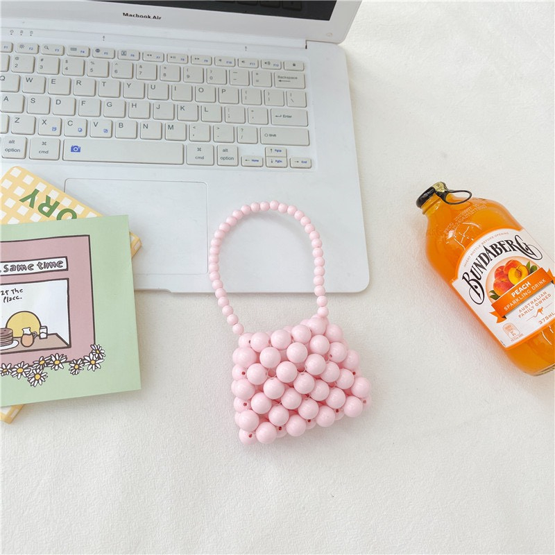 Túi xách đeo chéo đính kết hạt màu hồng nữ tính,túi mini