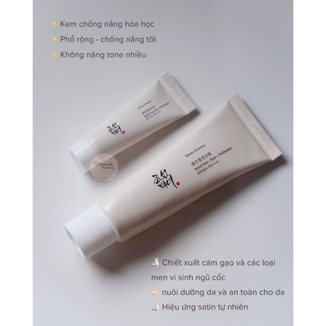 Kem chống nắng BEAUTY OF JOSEON RELIEF SUN RICE + PROBIOTICS 10ML/50ML