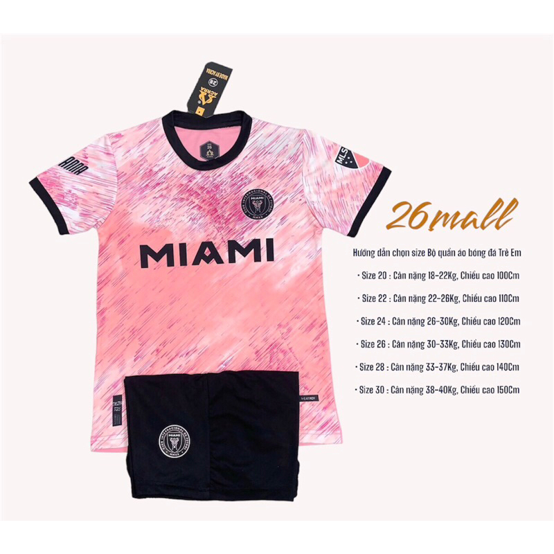 Bộ Quần Áo Đá Bóng Trẻ Em MIAMI Bé Trai Bé Gái Vải Mè Thoáng Mát Từ 18kg đến 39kg