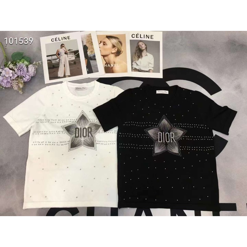 Áo len tay ngắn đính đá hình ngôi sao có chữ DR hàng QC