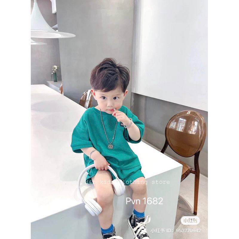 Bộ tổ ong xanh lá cho bé trai