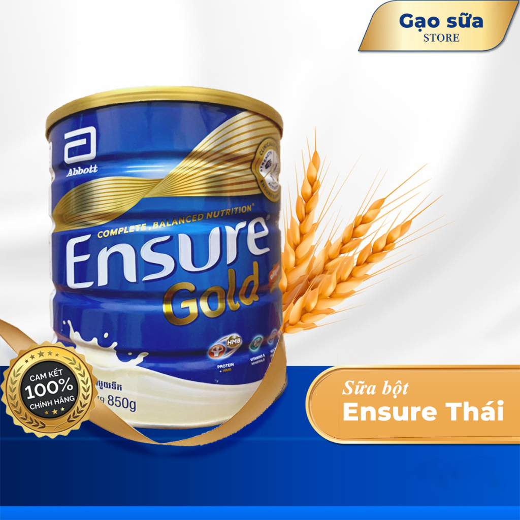 Date 2/2025. Sữa bột Ensure Gold Abbott Thái Lan (HMB) hộp 850g, hương vani it ngọt, dinh dưỡng cho người lớn