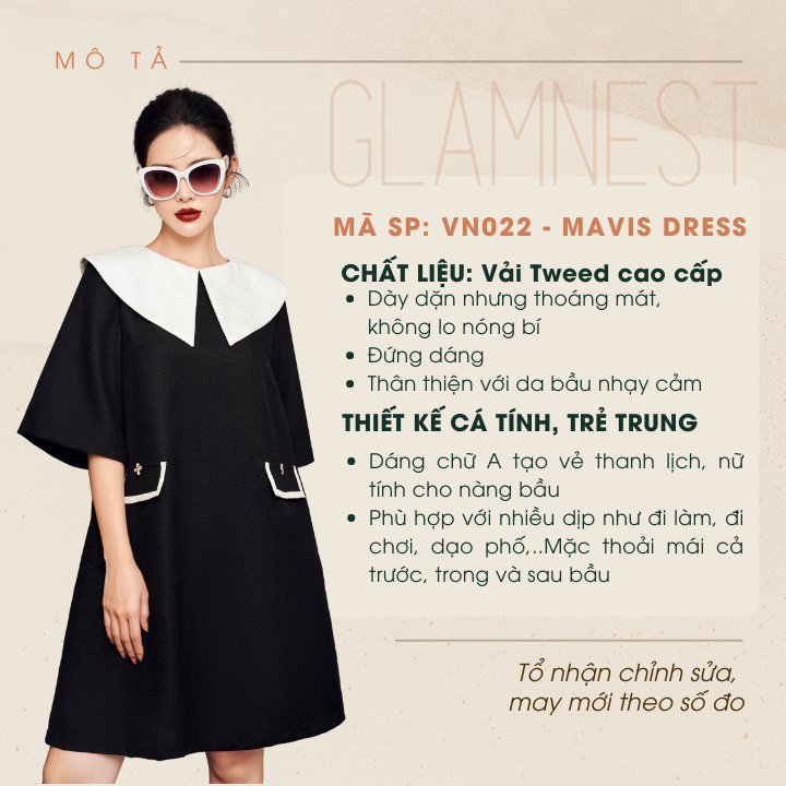 Váy Bầu Cá Tính Đầm Bầu Công Sở Thiết Kế Cao Cấp Glam Nest VN022
