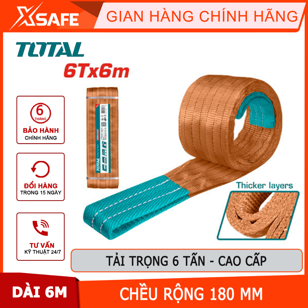 Dây cáp vải cẩu hàng nâu 6Tx6m TOTAL THTWS0606 Chính hãng